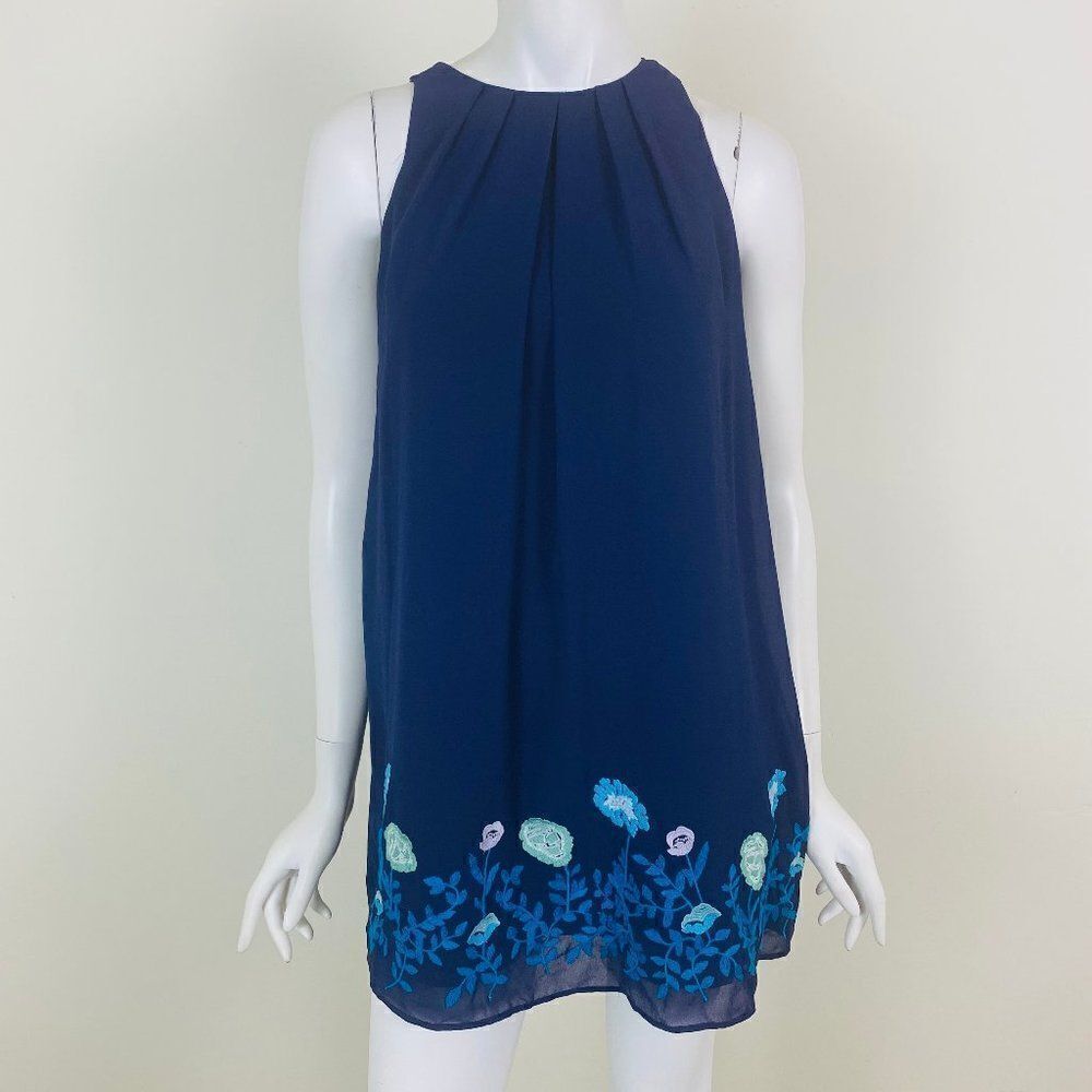 LOFT Floral Embroidered Sleeveless Shift Dress 0